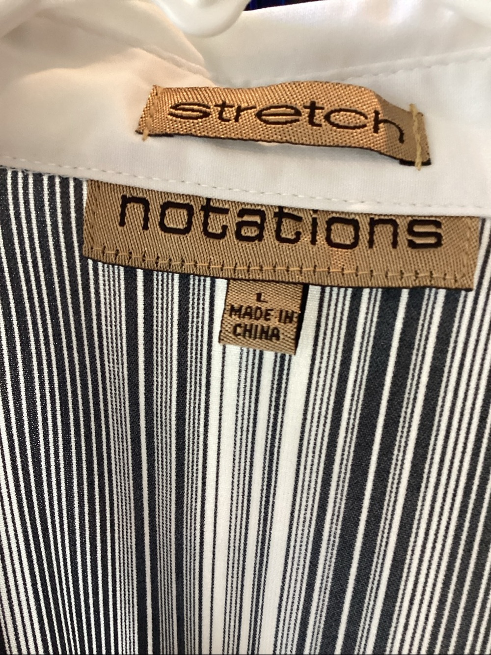 Notations Black and White Vertical Stripe Button-Front Blouse - Picture 3 of 3